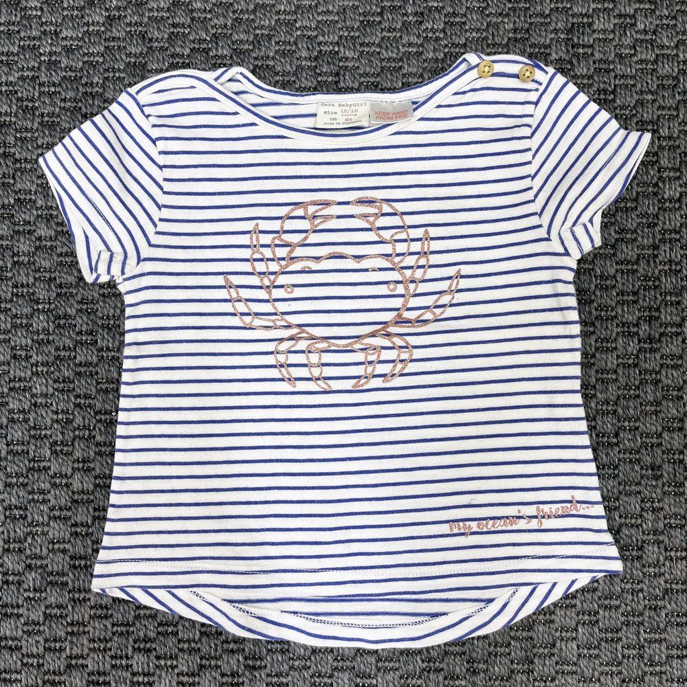 Zara Tshirt Mavi Beyaz Tshirt 6-9 ay