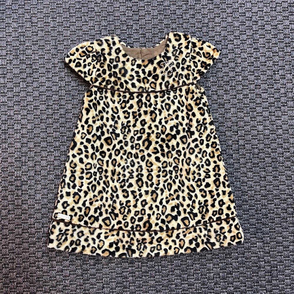Tous Leopar Desenli Kadife Elbise 12 ay