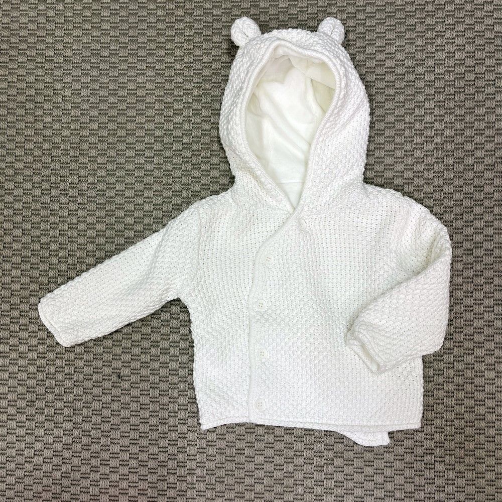 Mothercare Beyaz Kapşonlu içi polar Hırka 9-12 ay Yılbaşı kazak