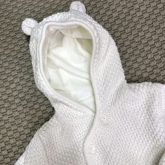 Mothercare Beyaz Kapşonlu içi polar Hırka 9-12 ay Yılbaşı kazak