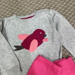 Gap Pembe Gri Kuşlu Takım 6-12 ay Yılbaşı
