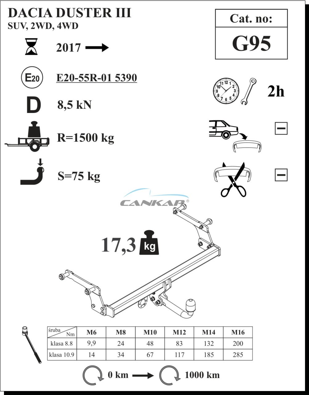 CD001 - DACİA DUSTER ÇEKİ DEMİRİ-(G95-2017-+)