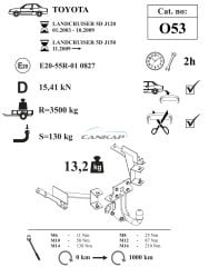 Toyota Land Cruiser 5 Kapı J120 - J150 Çeki Demiri O53