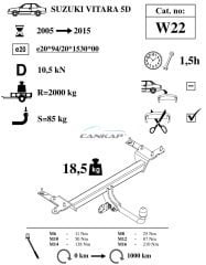 Grand Vitara Çeki Demiri W22