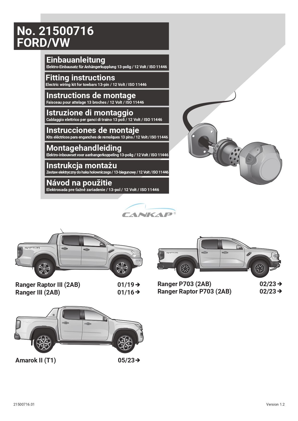 Ford Ranger, Vw Amarok Orjinal 13 Pinli Çeki Demiri Elektrik Tesisatı