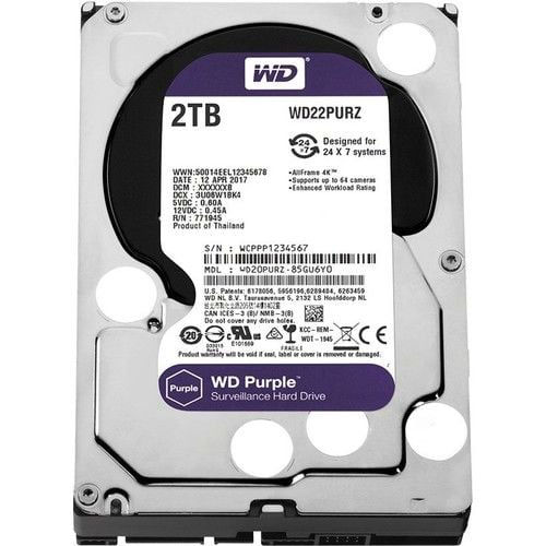 2 TB  WD PURPLE 3.5 SATA  6GB/S  64MB DV  7/24 GÜVENLİK HDD WD22PURZ