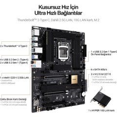 ASUS PROART Z490-CREATOR 10G LGA1200 DDR44600 THUNDERBOLT HDMI ÇİFT M2 USB3.2 AURA RGB COM 10GBİT + 2.5GBİT LAN ATX ANAKART