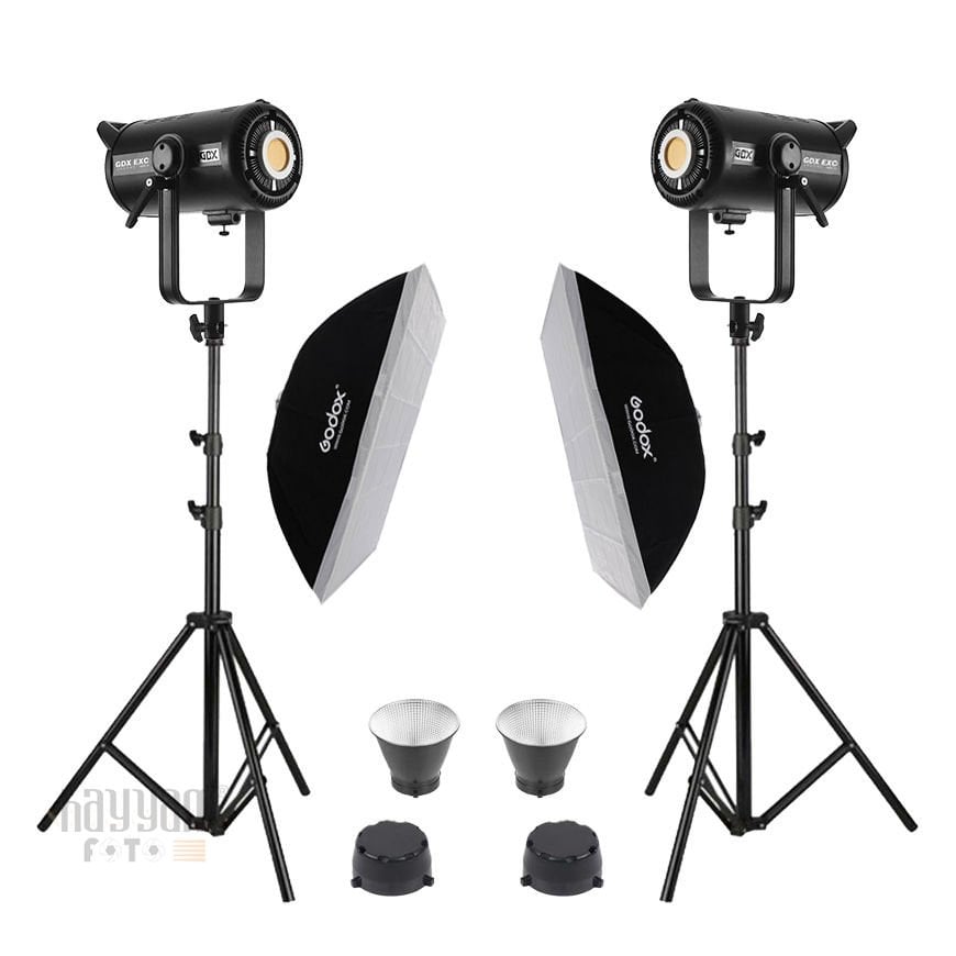 GDX EXC-400C-II 2'li Full Set (60x90 Softbox + 260 cm Kalın Işık Ayağı)