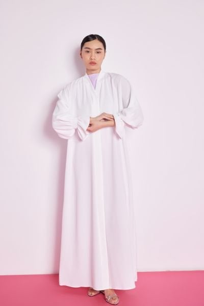 Elastic Handle Detailed Abaya White