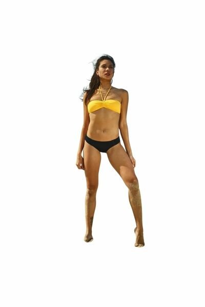 Sarı Dar Kalıp Straplez Bikini Üstü