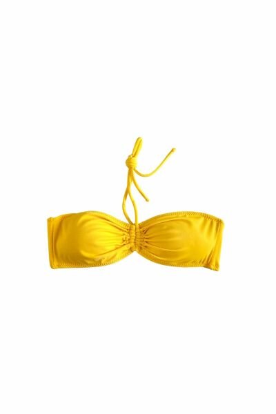 Sarı Dar Kalıp Straplez Bikini Üstü