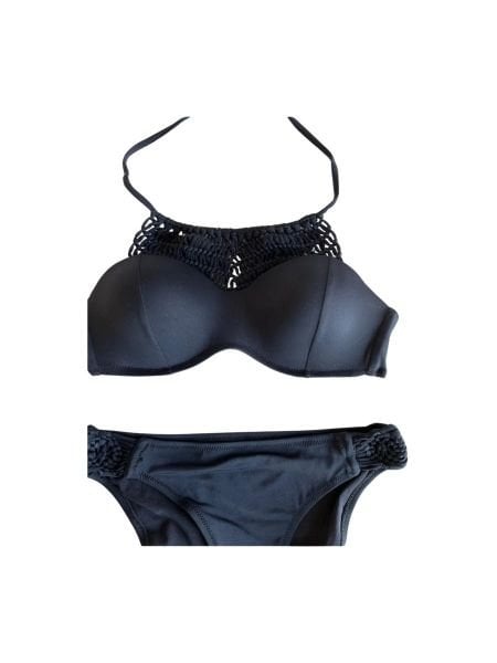 Black Macrame Hollow Container Bikini Team