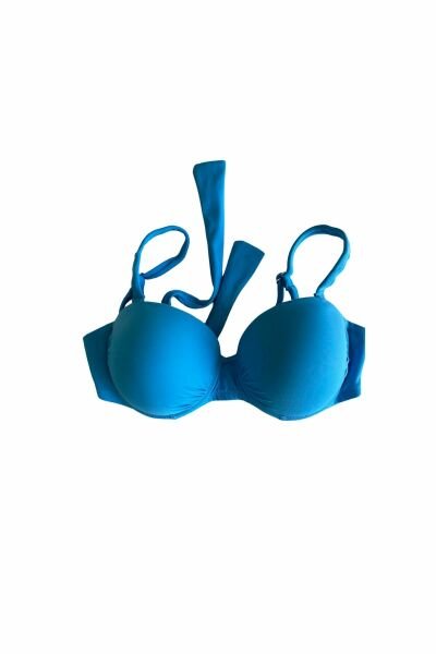 Mavi Dar Kalıp Dolu Kap Straplez Bikini Üstü