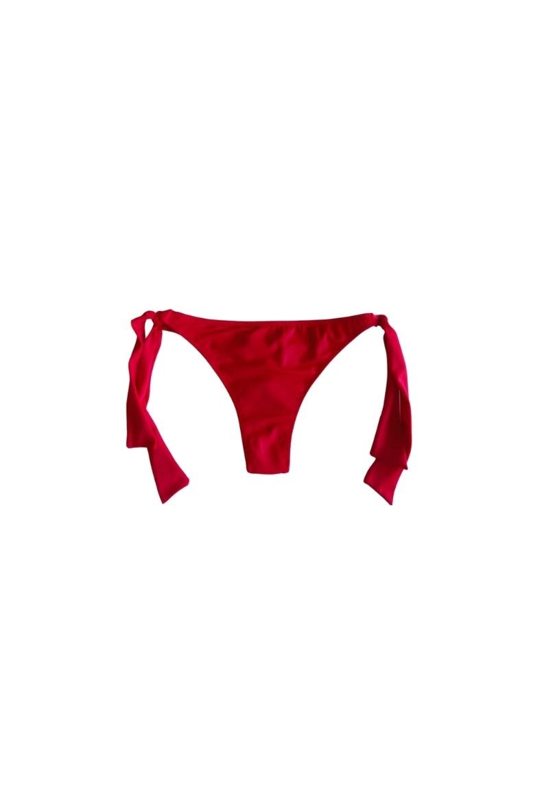 Kırmızı String Model Kenardan İp Bağcıklı Tanga Bikini Altı