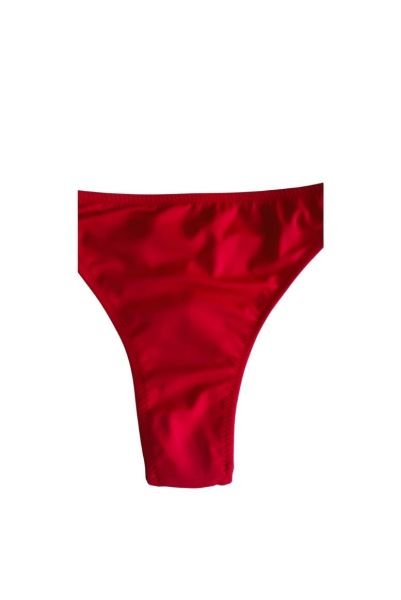 Kırmızı String Model Kenardan İp Bağcıklı Tanga Bikini Altı