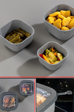 Flora Mikrodalga Saklama Kabı 3’lü Set, Buzluk Buzdolabı Mikrodalga Uygun Kapaklı Set (600-1100-1800ml)