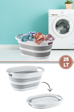 Flora 25 litre Katlanır Sepet, Akordiyon Katlanır Çamaşır Selesi Oyuncak Kutusu Organizer 25lt