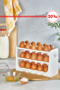 Flosoft 30’lu Yumurta Organizer ve 3 Adet Asılabilir Buzdolabı Düzenleyici Set