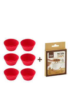 6’lı Airfryer Silikon Kek Muffin Kalıbı ve Pasta Süsleme Şablonu, Kahve, Tatlı Şekillendirici Süsleme Aparatı İkili Set