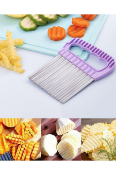 Flosoft Metal Spatula Hamur Kesici Kazıyıcı ve Cips Doğrayıcı, Sebze Meyve Dilimleyici 2’Lİ SET