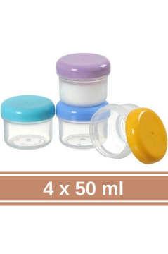 Flora 4 Adet Bebek Mama Yoğurt Saklama Kabı, Besin Ölçekli Sızdırmaz Mama Kabı 4’lü Set (4x50ml)