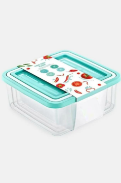 Flora 3’lü Kare Erzak Saklama Kabı, Modüler Erzak Muhafaza Kutusu 3’lü Set (750ml,1000ml,1500ml)