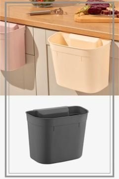 Flosoft Dolap İçi Askılı Çöp Kovası, Dolap Kapağı Asmalı Mutfak Banyo Çöp Kutusu