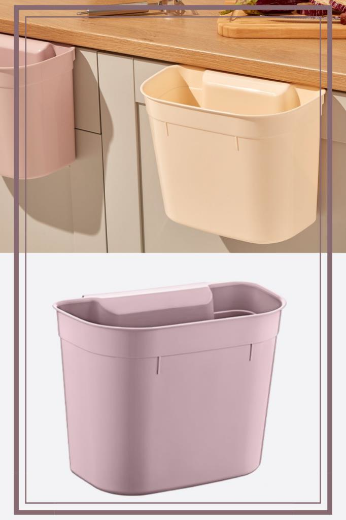 Flosoft Dolap İçi Askılı Çöp Kovası, Dolap Kapağı Asmalı Mutfak Banyo Çöp Kutusu
