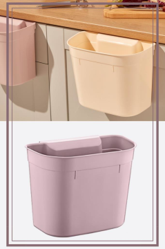 Flosoft Dolap İçi Askılı Çöp Kovası, Dolap Kapağı Asmalı Mutfak Banyo Çöp Kutusu