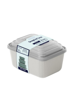 Flora 3’lü Erzak Gıda Saklama Kabı, Buzdolabı Düzenleyici Organizer 3’lü Set (600ml,1100ml,1800ml)