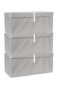 Mega Plus Kutu Hurç, Yorgan Yastık Çarşaf Dolapiçi Düzenleyici Mukavva Destekli (70x40cm) 3 Adet Gri