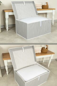 Mega Kutu Hurç, Yastık Çarşaf Kıyafet Dolap İçi Düzenleyici Mukavva Destekli (60x40cm) 1 Adet Gri