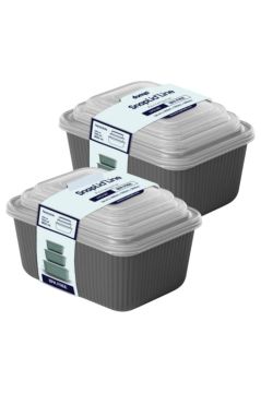 6 lı Erzak Gıda Saklama Kabı, Buzdolabı Düzenleyici Organizer 6 lı Set 2x(600ml,1100ml,1800ml) Gri