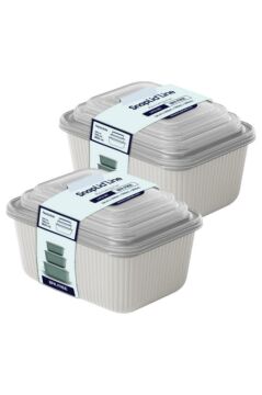 6 lı Erzak Gıda Saklama Kabı, Buzdolabı Düzenleyici Organizer 6 lı Set 2x(600ml,1100ml,1800ml) Ekru