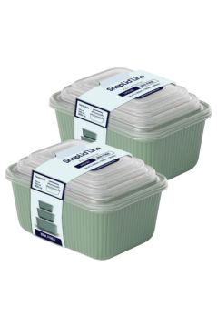 6 lı Erzak Gıda Saklama Kabı, Buzdolabı Düzenleyici Organizer 6 lı Set 2x(600ml,1100ml,1800ml) Yeşil