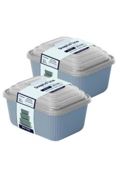 6 lı Erzak Gıda Saklama Kabı, Buzdolabı Düzenleyici Organizer 6 lı Set 2x(600ml,1100ml,1800ml) Mavi