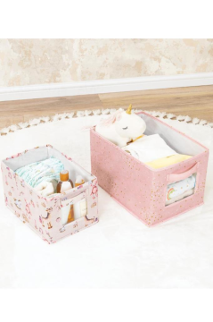 Onikiden Baby 2’li Pencereli Düzenleyici Kutu, Çok Amaçlı Bebek Bakım Organizer Kutu 2’li Set
