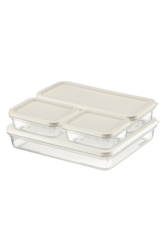 Flora 4’lü Dondurucu Saklama Kabı Seti, Buzdolabı Difriz Erzak Gıda Düzenleyici Set (2600,1200,500,500ml)