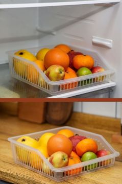Flora 3 Adet Geniş Şeffaf Buzdolabı Sepeti, Mutfak Banyo Düzenleyici Sebze Meyve Erzak Organizer 3’lü Set