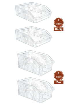 Flora 4 Adet Şeffaf Buzdolabı Sepeti, Mutfak Banyo Düzenleyici Sebze Meyve Kavanoz Organizer 4lü Set