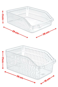 Flora 4 Adet Şeffaf Buzdolabı Sepeti, Mutfak Banyo Düzenleyici Sebze Meyve Kavanoz Organizer 4lü Set