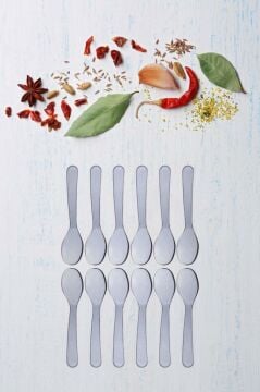 Flora 12’li Baharat Kaşığı Seti Plastik, Tuz Şeker Karabiber Kakao Kahve Kekik Kaşığı 12’li Set