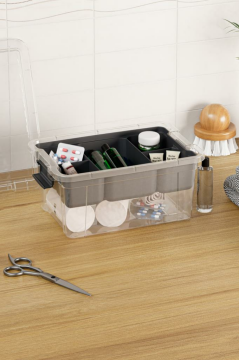 Flora Kilitli Bölmeli Saklama Kutusu, Bujiteri Takı İlaç Dikiş İp Kırtasiye Oyuncak Organizer 3,2 Litre