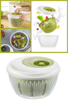 Flora Pratik Salata ve Sebze Kurutucu 4,5 Litre, Meyve Sebze Marul Yeşillik Yıkama Kurutma Kabı