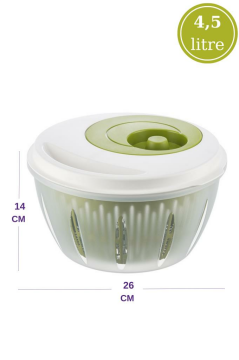 Flora Pratik Salata ve Sebze Kurutucu 4,5 Litre, Meyve Sebze Marul Yeşillik Yıkama Kurutma Kabı