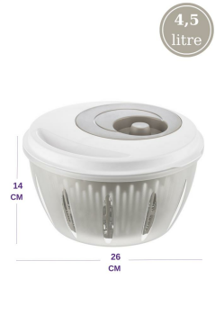 Flora Pratik Salata ve Sebze Kurutucu 4,5 Litre, Meyve Sebze Marul Yeşillik Yıkama Kurutma Kabı