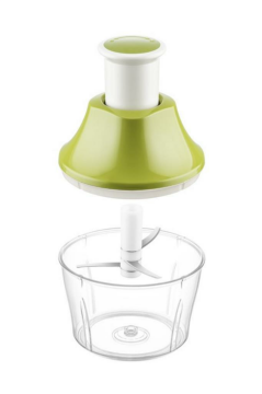 Flosoft Paslanmaz Çelik Bıçak Manuel Doğrayıcı Rondo, 3 Bıçaklı Üstten Basmalı El Robotu 700 ml