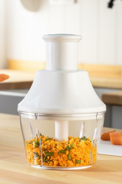 Flosoft Paslanmaz Çelik Bıçak Manuel Doğrayıcı Rondo, 3 Bıçaklı Üstten Basmalı El Robotu 700 ml