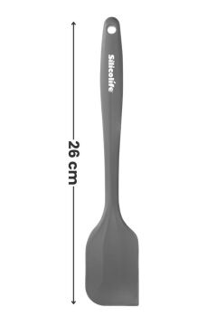 Silicolife Büyük Spatula, Isıya Dayanıklı Yanmaz Yapışmaz Tek Parça Silikon Spatula 26cm Antrasit