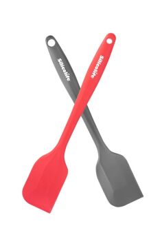Silicolife 2’li Spatula Set, Isıya Dayanıklı Yanmaz Yapışmaz Silikon Spatula 2 Adet Kırmızı-Antrasit 21cm